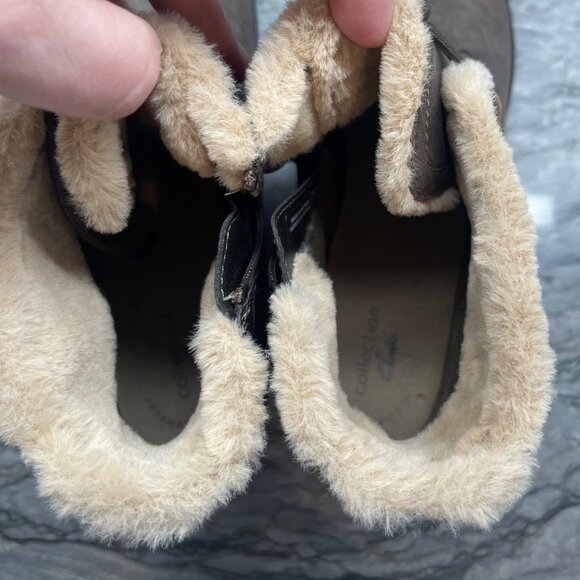 Clarks Collection Brown Leather Ankle Boots Side Zip Womens 8.5 M - Picture 8 of 8